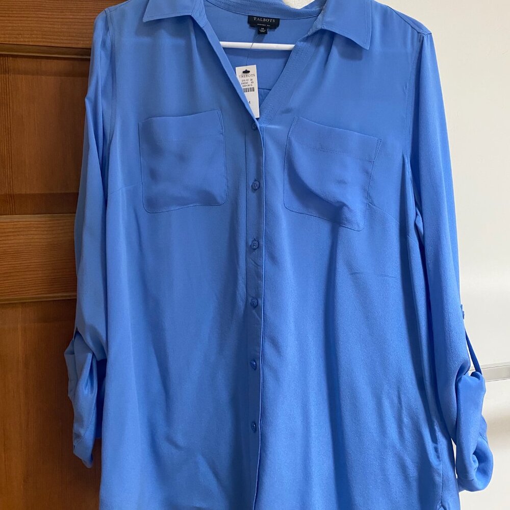 Blue Silk Talbots Blouse